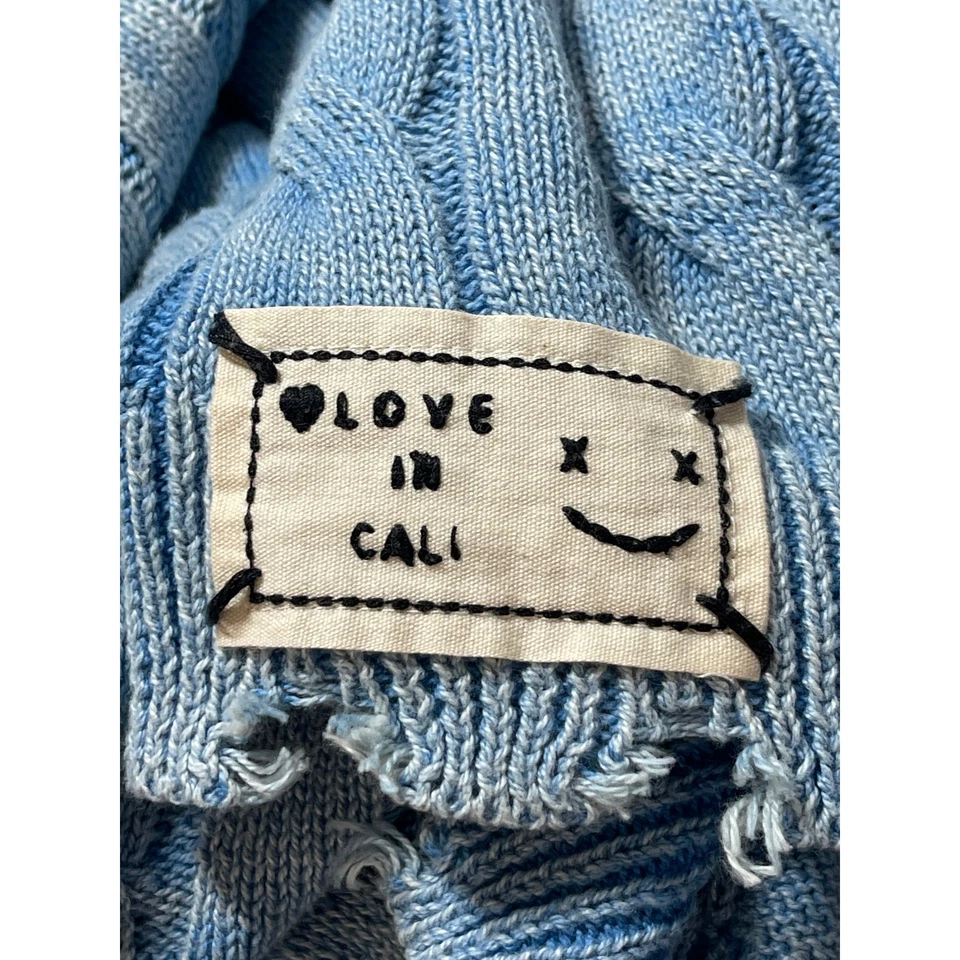 Suéter Top POL Para Mujer Azul Tejido con Cable Envejecido Manga Larga Dolman Talla L Foto 3 de 4