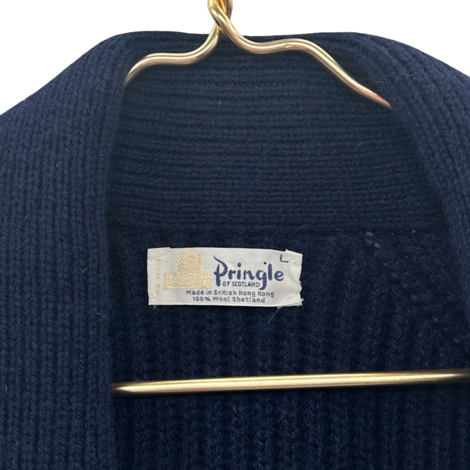 VTG 70s Pringle of Scotland 100% Wool Shawl Collar Double Breasted Cardigan 46 - Image 2 of 4