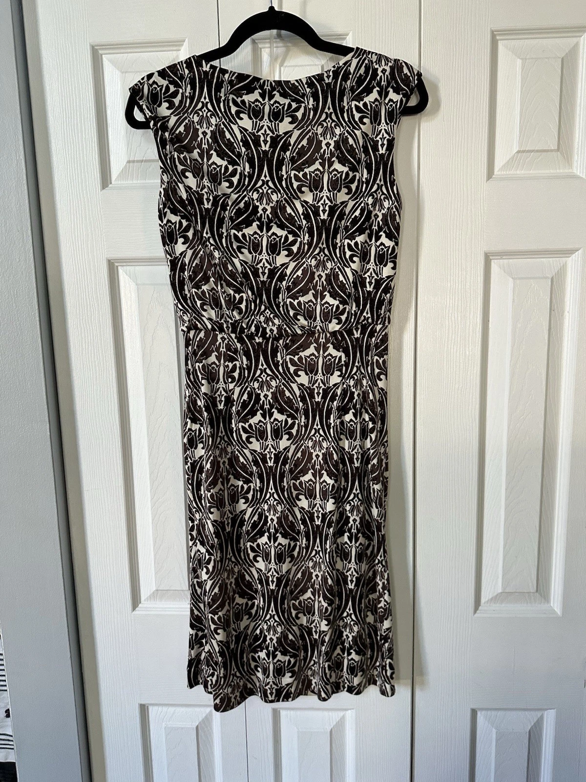 Abito Tory Burch senza maniche Odila avorio arabesco seta avvolgente taglia XS