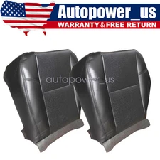 2007-2014 For GMC Sierra Yukon Driver Passenger Leather Bottom Seat Cover Black
