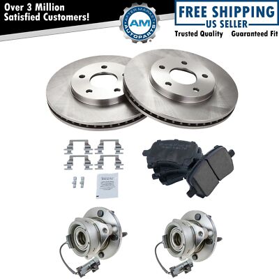 Front Ceramic Brake Pads Rotors Hardware & Wheel Bearing Hubs for HHR
