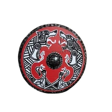 Viking Shield with Dragon & Fenrir 3D Relief | Authentic Valhalla Battle Shield