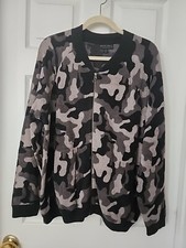 NWOT Barefoot Dreams CozyChic Ultra Lite Camo Zip Up Bomber Jackt Multi 1X