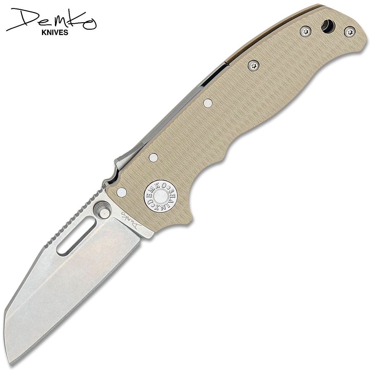 Demko AD20.5 Shark Lock CPM-S35VN Sheepsfoot Blade Coyote Tan G10