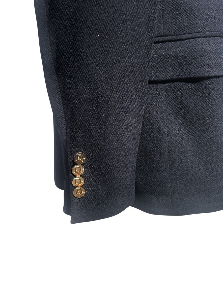 vintage CHRISTIAN DIOR herringbone pattern gold DIOR buttons