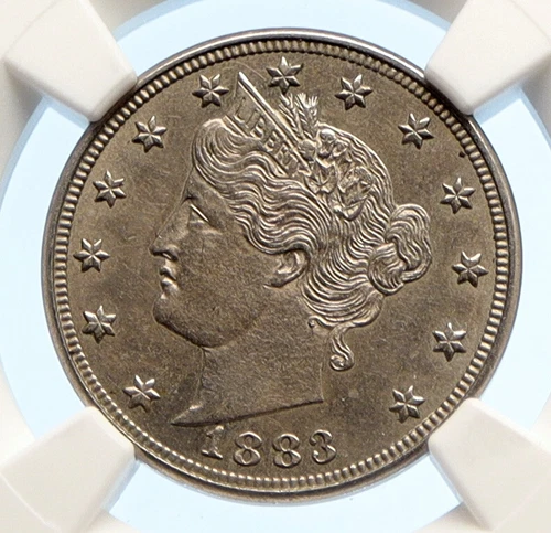 1883 UNITED STATES US LIBERTY Antique NO CENT VINTAGE Nickel 5C Coin NGC i95605