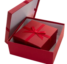 Red Christmas Boxes Carboard Gift Packages Holiday Presents Decorative Set of 2