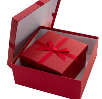 Red Christmas Boxes Carboard Gift Packages Holiday Presents Decorative Set of 2