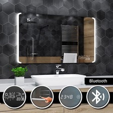 Seattle ILLUMINATO LED specchio del bagno BLUETOOTH TOCCO Orologio meteorologica