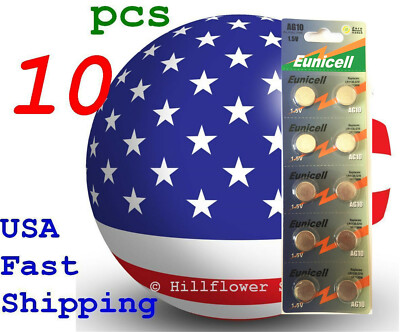 10 pcs TA AG10 LR1130 389A LR54 G10 Card 1.5V 0% Hg Alkaline Battery