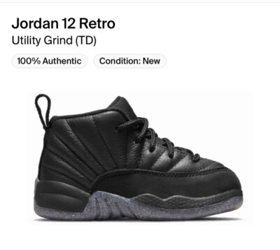 Nike Air Jordan 12 Retro Utility Grind (TD) Size 4c DM5206-006 NIB