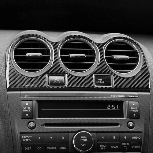 Real Carbon Fiber Console Air Vent Outlet Sticker For Nissan Altima 2008-2012 - Picture 3 of 5
