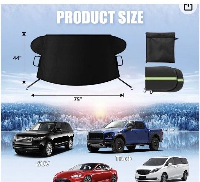 Windshield Cover for Ice N Snow, Frost Guard Windshield N Side Mirrors Cover 