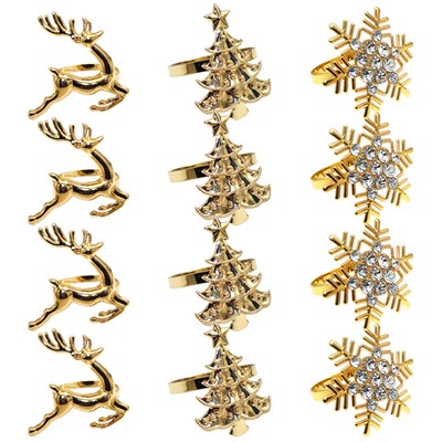 12pcs Metal Dining Decors Deer Napkin Holders Decorative Napkin Rings Practical