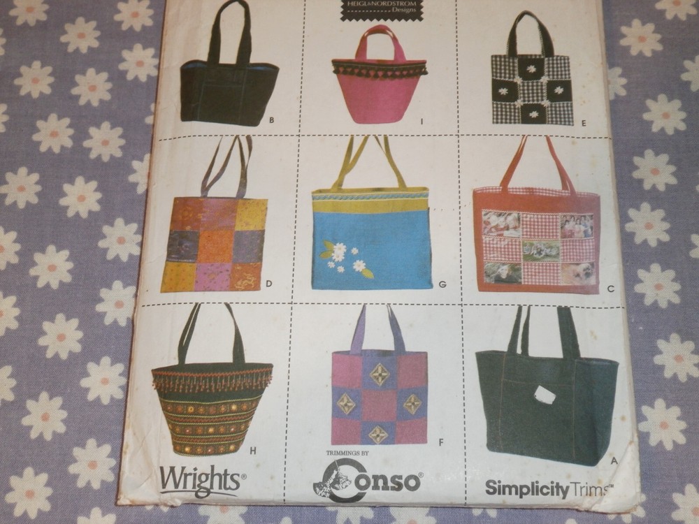 SIMPLICITY 9963 TOTES & BAGS IN VARIOUS SHAPES & SIZES  PATTERN-UNCUT-