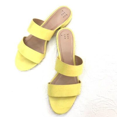 A NEW DAY Yellow Faux Suede Textile Fabric Slip On Slide Sandals 10