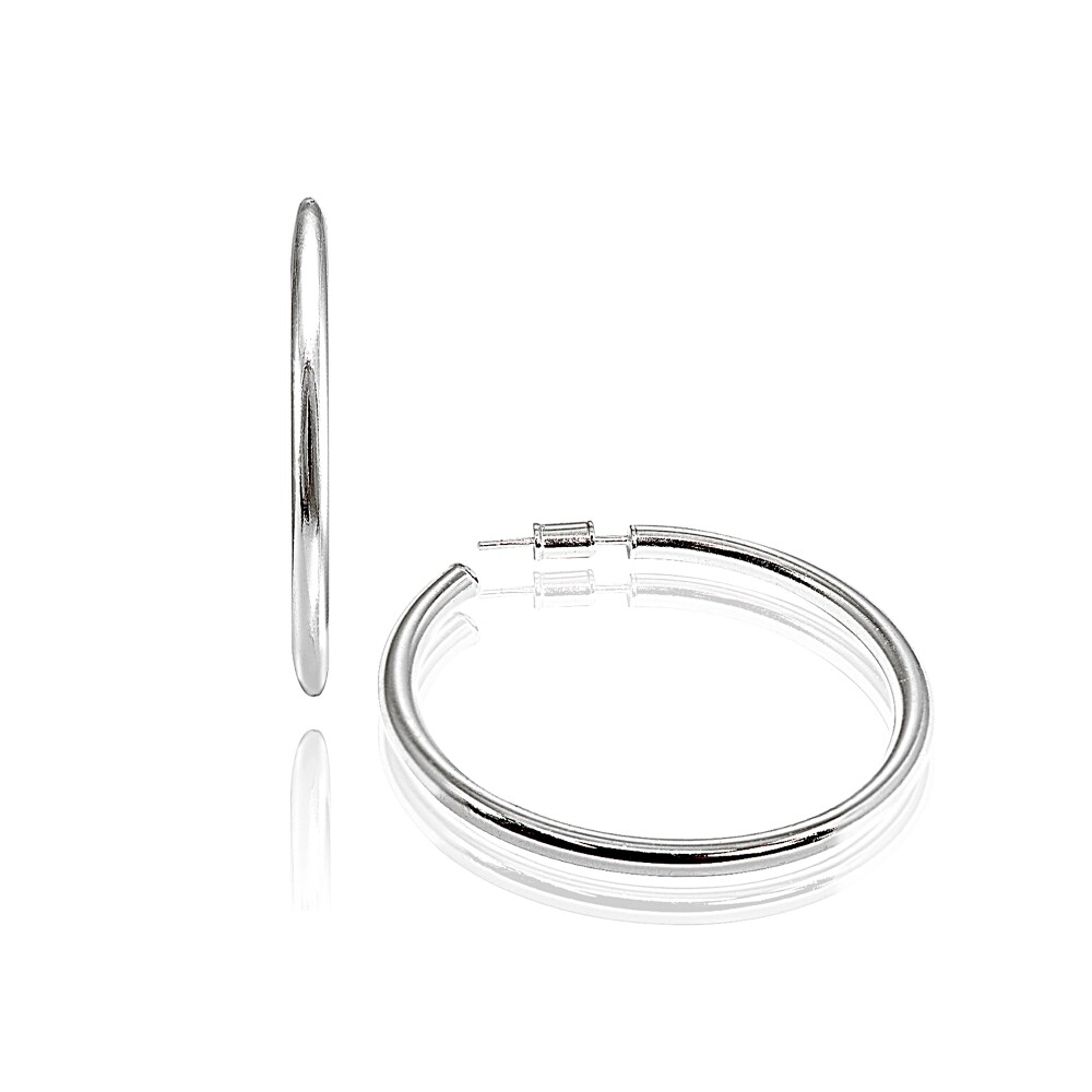 ピアス LESS IS MORE 2-color silver open hoop earrings 45mm Polished Open Round Post Sterling Silver C-Hoop