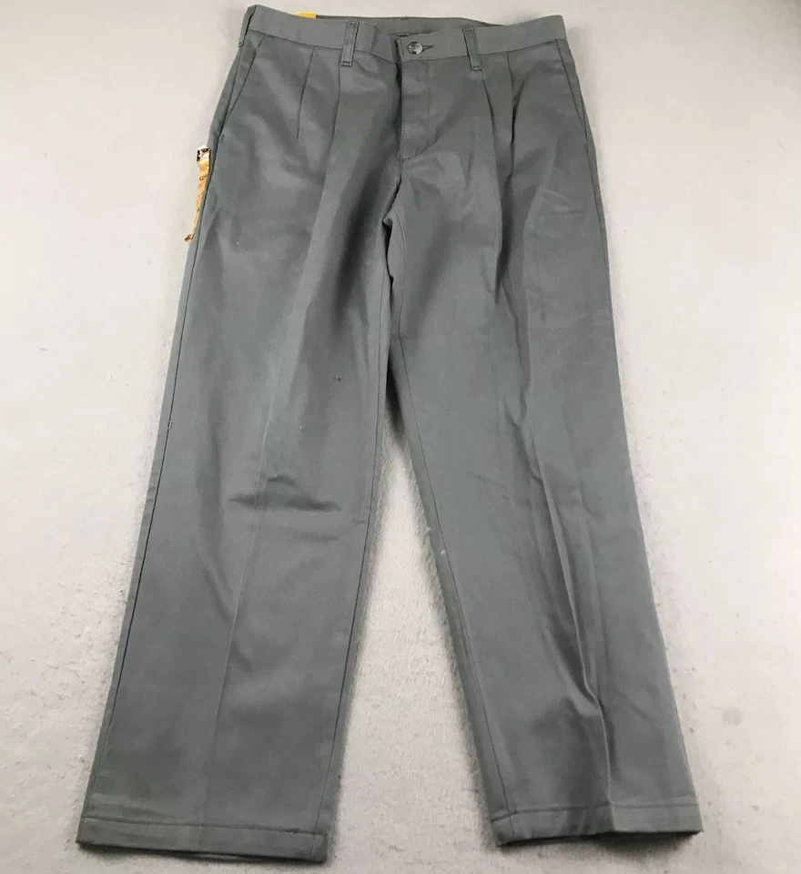 Lee Pants Mens 34X29 Gray Stain Resist Relaxed Fit Pleated Straight Leg NWT - Image 3 of 4