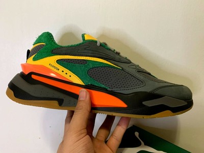 puma grey and green sneakers