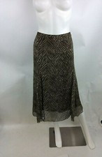 Chico's Vintage Women Silk Skirt Brown Print Size 2 Large  32 