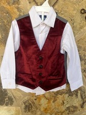 Nautica Toddler Boys 2-Pc. Holiday Maroon Velvet Vest Set, 2T