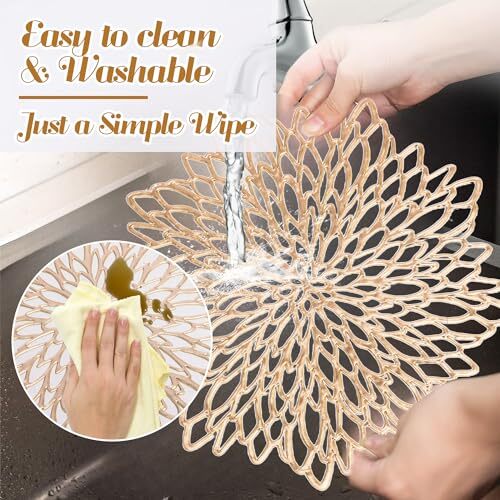 Defined Deco Placemats & Coasters 15" Vinyl Table Mats, Round Set of 24 Gold - Picture 5 of 7