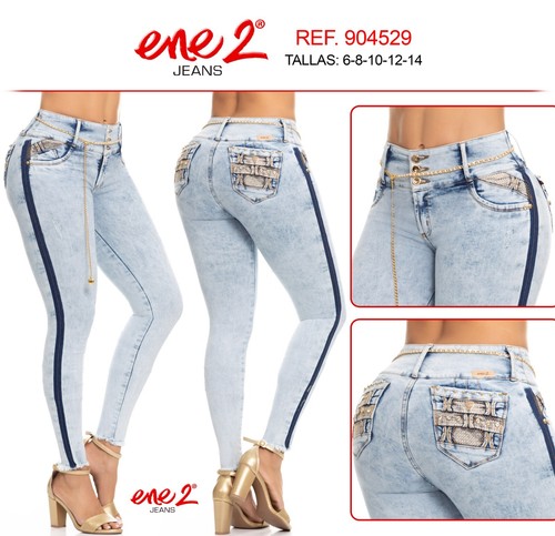 ENE2 JEANS WOMEN COLOMBIANOS PUSH UP LEVANTA COLA BUTT LIFT SEXY BLUE SIZE 1
