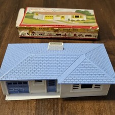 Vtg Plasticville O S Gauge 1603 Ranch House Blue White W/ OB T8439