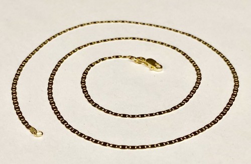 14k Solid Yellow Gold Mariner Link Pendant Chain Necklace 1.7 mm 18" 2 grams - Picture 7 of 13