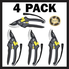 4 PACK SET! Pro Titanium Plated Pruning Hand Shears, Trimmers Gardening Scissors
