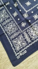 Vintage 1950's Fast Color Cotton Elephant Trunk Up BLUE Bandana 19" x 23"
