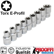 Torx E-Profil Stecknuss Steckschlüssel 9-tlg Nuss Satz E10 - E24 Für 1/2 Ratsche