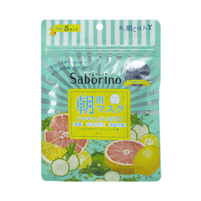 BCL Saborino Morning Minty Grapefruit Fresh Face Skin Care Sheet Mask 5 PCS New