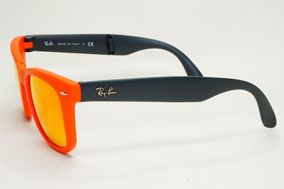 Ray-Ban Sunglasses Folding Wayfarer Orange Mirror Black Matte RB