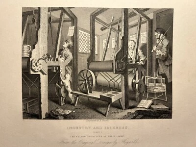 INDUSTRY AND IDLENES CARICATU 1833 WILLIAM HOGARTH ANTIK STAHLSTICH ENGRAVING 47 - Bild 1 von 4