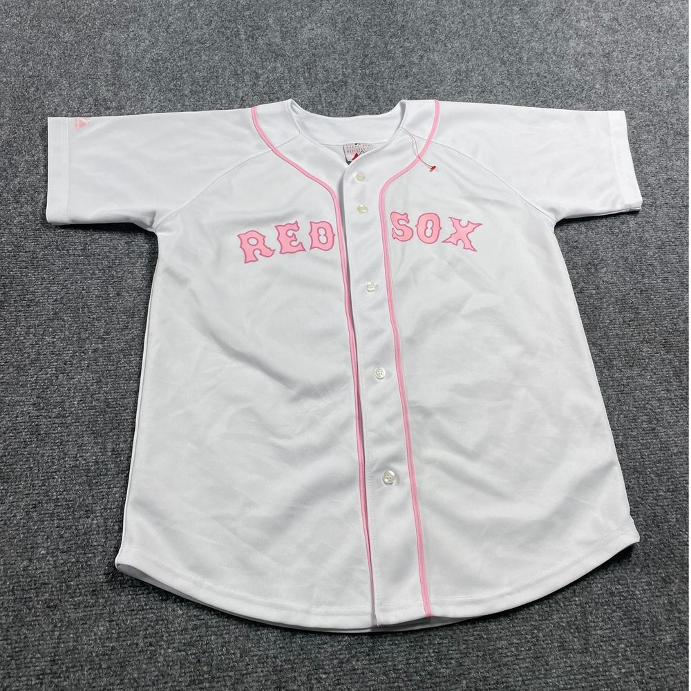 Majestic Women's White Red Sox Button-Down Baseball Jersey Size 10