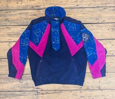 Womens Asics Fleece Jacket M Vintage 90's/y2k Colourblock Boxy Festival Rave Etc