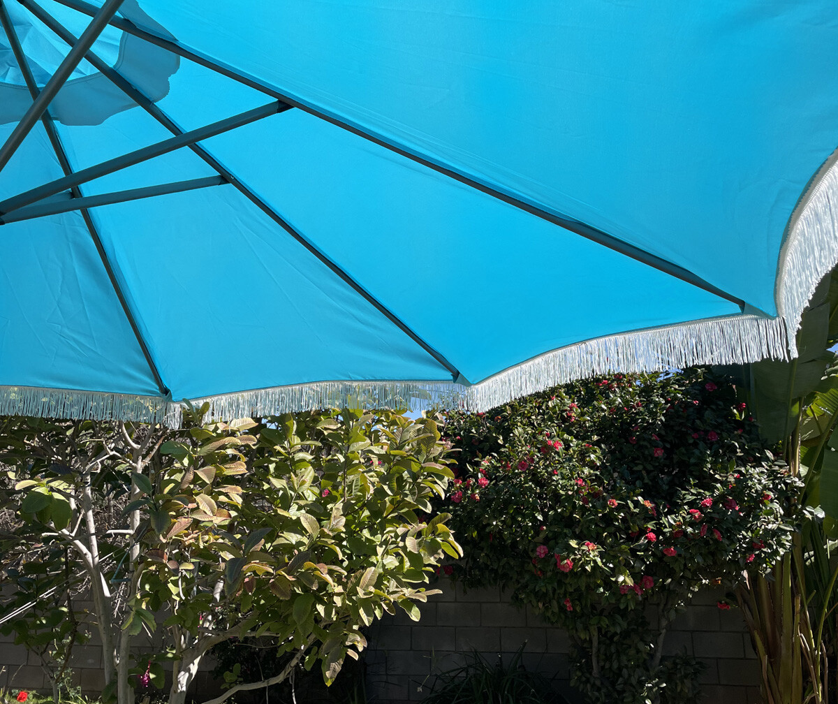 BELLRINO Replacement Tassel Edge Peacock Blue Umbrella Canopy for 9FT 8RIBS