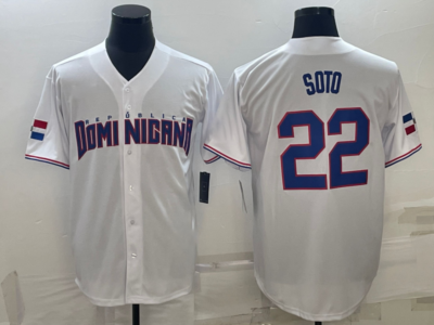 Retro Dominicana Baseball Jersey Machado 13 Soto 22 Sewn Custom