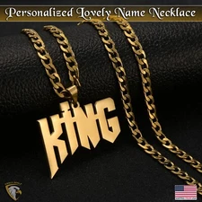 10MM Personalize Name Pendant Necklace Cuban Link Chain Custom Gift Mens Jewelry