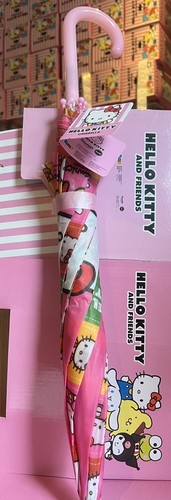Hello Kitty Umbrella Dome Brolly Childrens Girls Lightweight Pink Rain Shelter - Picture 17 of 17