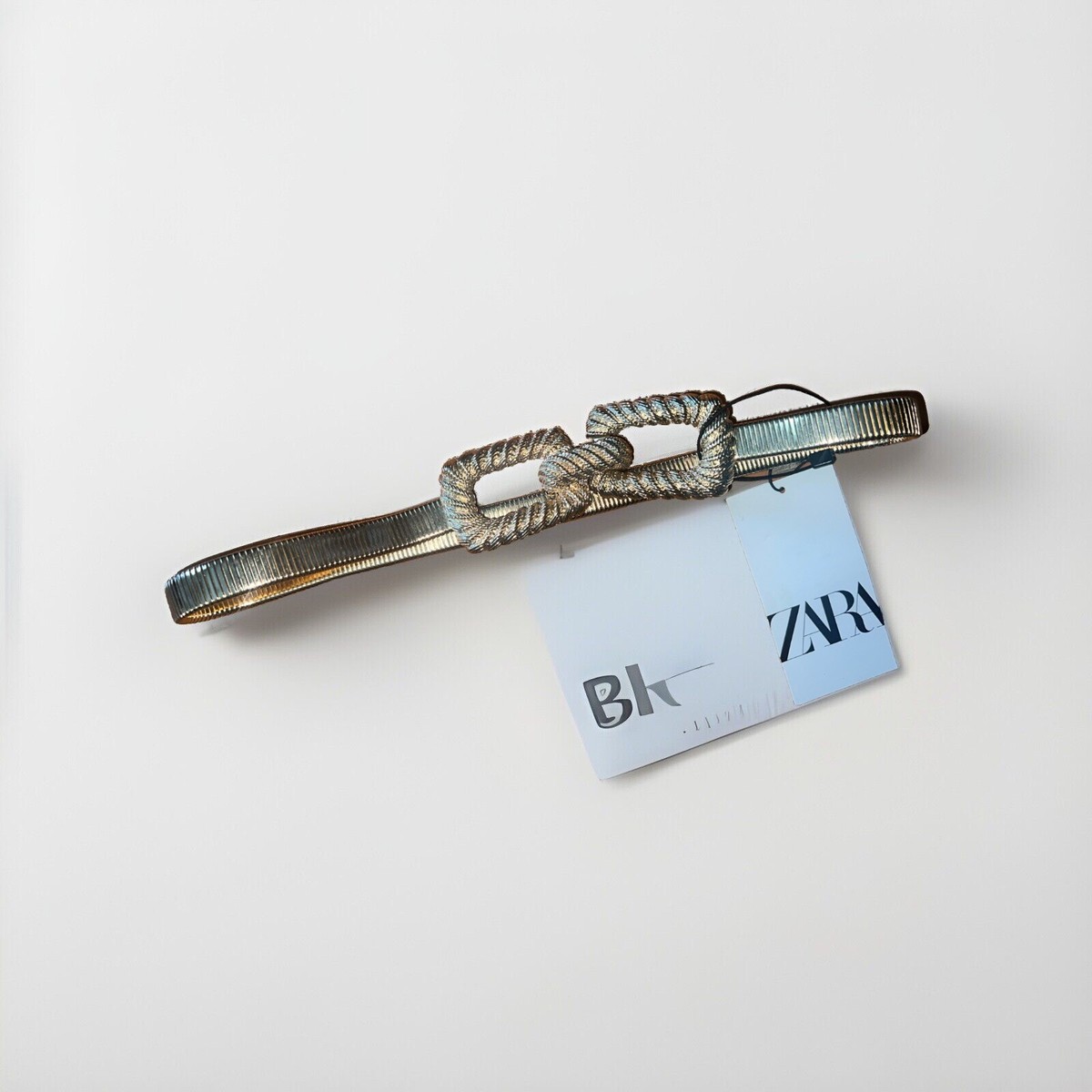 ZARA WOMANS METALLIC STRETCH CHAIN BELT • SIZE us32 (85  display picture 1