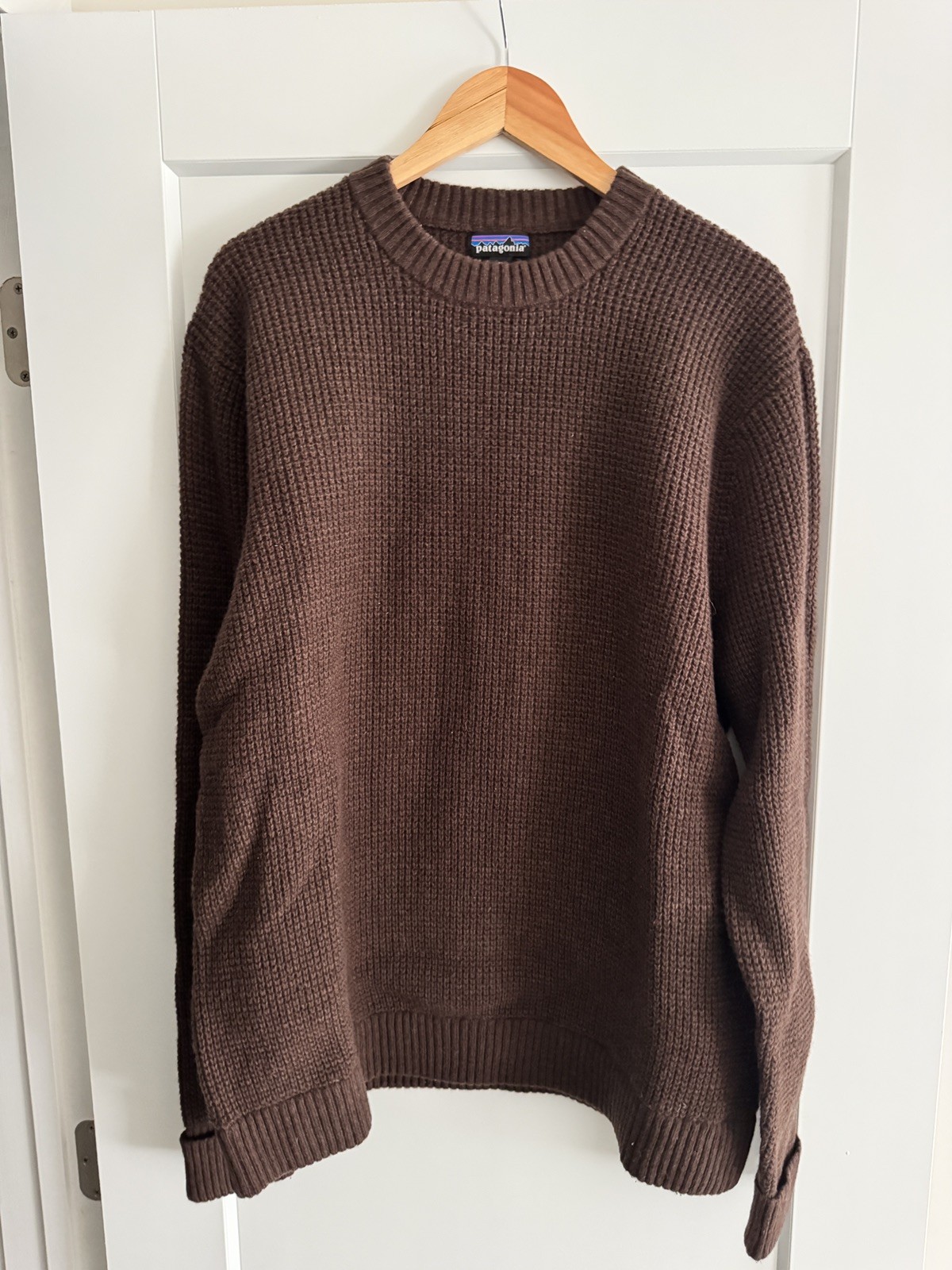 Patagonia Sweater Men's XL Brown Recycled Wool Waffle Knit Crewneck 50655
