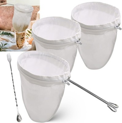 Large Thai Tea Filter Stainless Steel, Traditional Thai Tea Cotton Strainer w...