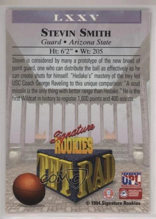 1994 Signature Rookies Tetrad /45000 Stevin Smith #LXXV - Image 2 of 2