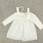 Mebi White Knit A-Line Dress 6M Long Sleeve Bow Button Back Formal Party — photo 1