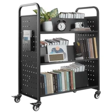 VEVOR Rolling Library Book Cart 330 lbs Capacity 38.2 x 20.3 x 48.2-Inch Library