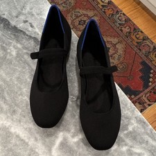 Rothy’s Women’s Black Knit Mary Jane Flats Elastic Strap Round Toe Slip-On 8.5