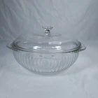 Pyrex Clear Glass 2 Qt Casserole Bowl with Lid Model 024-S USA Vintage