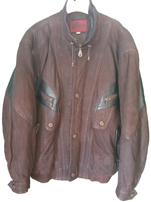 Hide Park Leather Jacket Mens Brown Motorcycle Bomber Hidepark Size Large